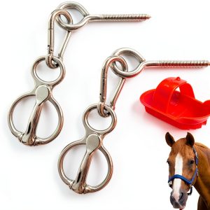 Horse Tie Ring 2 Pack INTONX Stall & Trailer Tether Grooming Brush-0