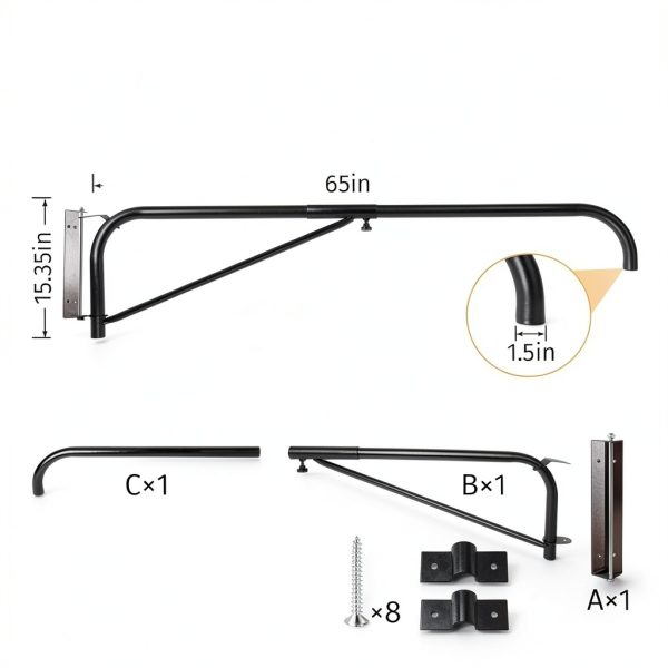 Hose Boom AshKiz Horse Wash Stall Arm 180 Swivel Metal Black-1
