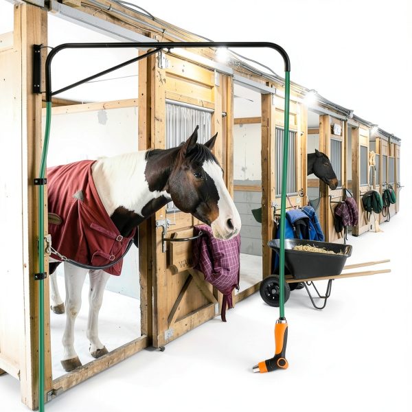 Hose Boom AshKiz Horse Wash Stall Arm 180 Swivel Metal Black-6