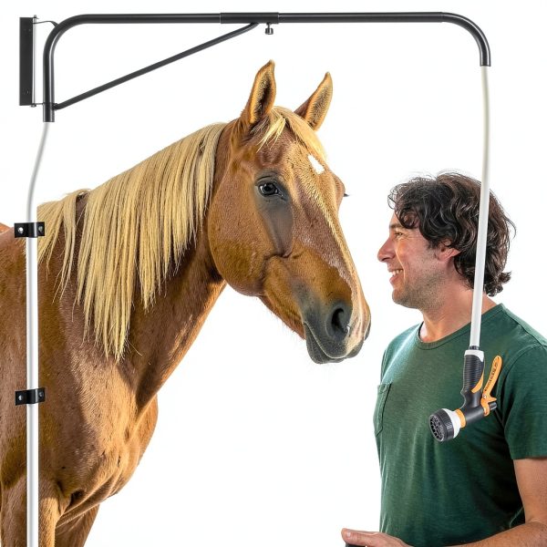 Hose Boom AshKiz Horse Wash Stall Arm 180 Swivel Metal Black-4
