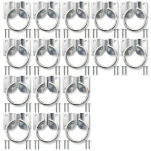 16 Pack Cross Tie Ring for Horse, Block Tie Ring with Screws, Wall Mount Horse Tie Ring, Stainless Steel Hitching Ring Tie Down Hooks Horse Barn Supplies for Livestock Stable Stall Racetrack-0