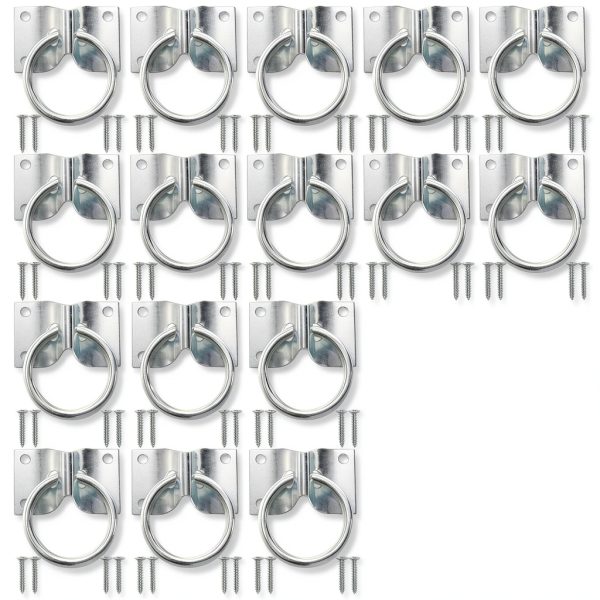 16 Pack Cross Tie Ring for Horse, Block Tie Ring with Screws, Wall Mount Horse Tie Ring, Stainless Steel Hitching Ring Tie Down Hooks Horse Barn Supplies for Livestock Stable Stall Racetrack-0