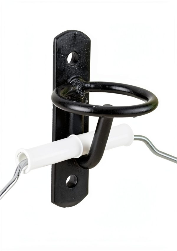 Metal Bucket Hangers for Horse Stalls - Wall Mount Bucket Holder for Grain Feed - Black-6