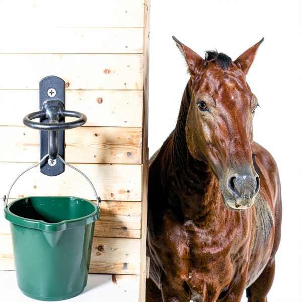 Metal Bucket Hangers for Horse Stalls - Wall Mount Bucket Holder for Grain Feed - Black-3