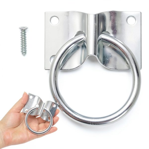 16 Pack Cross Tie Ring for Horse, Block Tie Ring with Screws, Wall Mount Horse Tie Ring, Stainless Steel Hitching Ring Tie Down Hooks Horse Barn Supplies for Livestock Stable Stall Racetrack-1