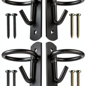 Metal Bucket Hangers for Horse Stalls - Wall Mount Bucket Holder for Grain Feed - Black-0