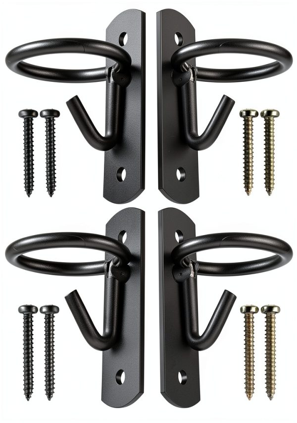 Metal Bucket Hangers for Horse Stalls - Wall Mount Bucket Holder for Grain Feed - Black-0